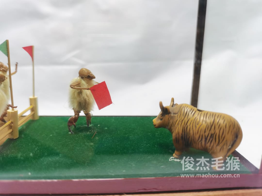 斗牛_中型北京毛猴作品_红木木托+方形玻璃罩2.jpg