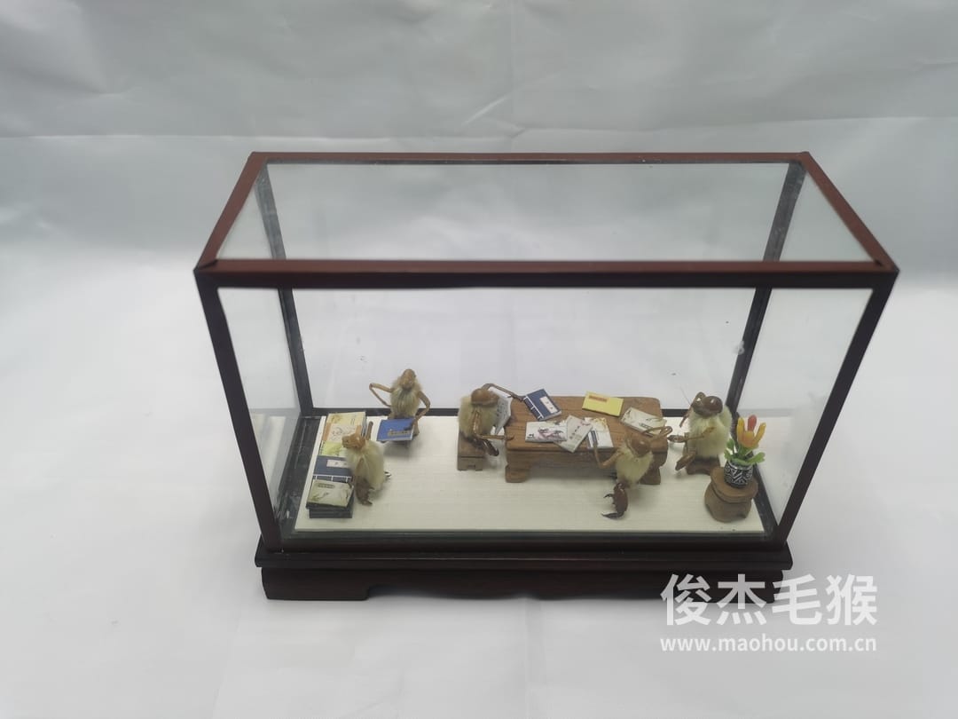 古籍书店_中型北京毛猴作品_红木木托+方形玻璃罩6.jpg