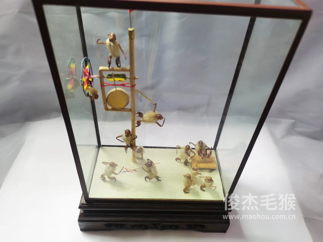 猴戏风车_中型北京毛猴作品_鸡翅木木托+方形玻璃罩4.jpg