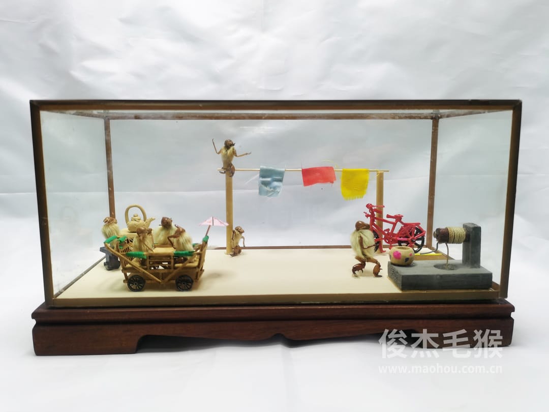 平凡生活_大型北京毛猴作品_红木木托+方形玻璃罩6.jpg