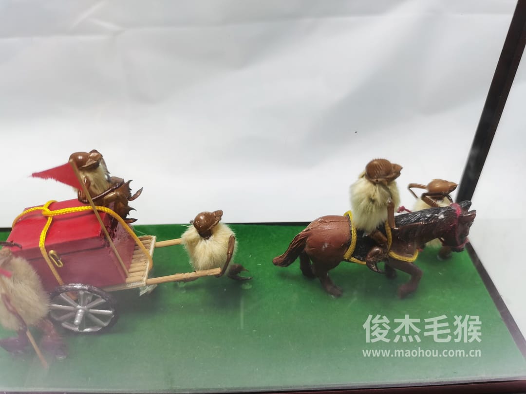 押镖_大型北京毛猴作品_红木木托+方形玻璃罩5.jpg