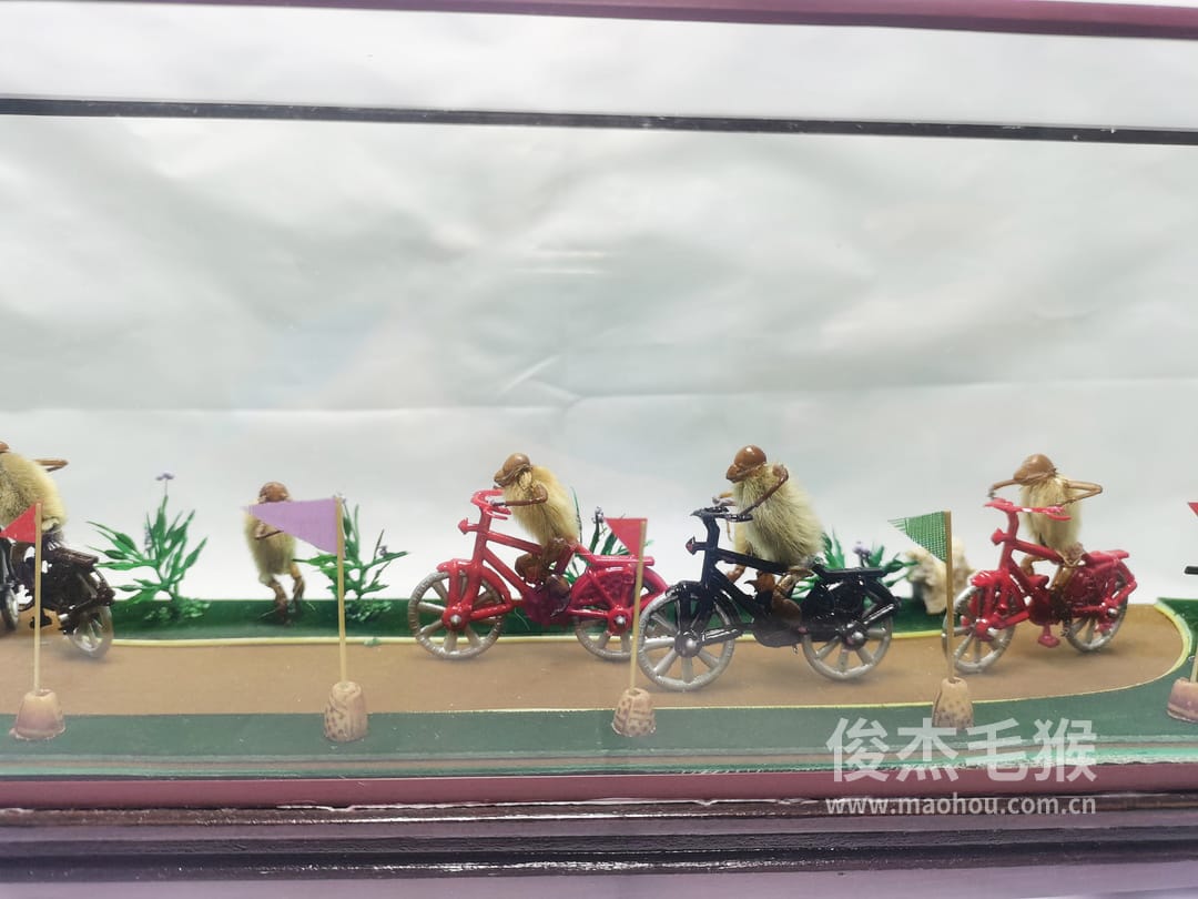 自行车比赛_大型北京毛猴作品_鸡翅木木托+方形玻璃罩2.jpg